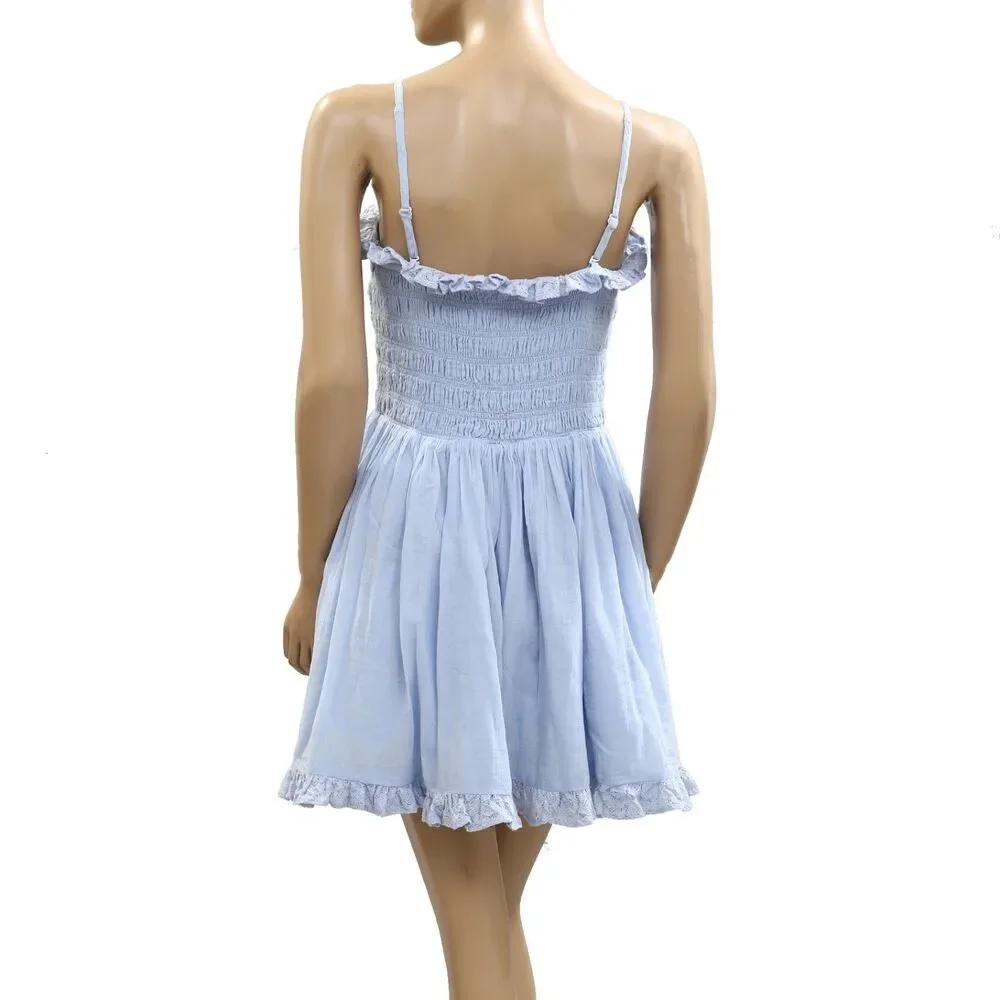 Free People Free-est Josephine Bustle Tube Mini Dress Smocked Ruffle XL 285056 - Picture 7 of 8